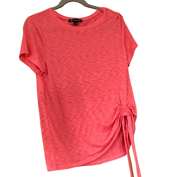 INC International Concepts Womens Orange Slub Top with Ruching Detail, M - Picture 1 of 2